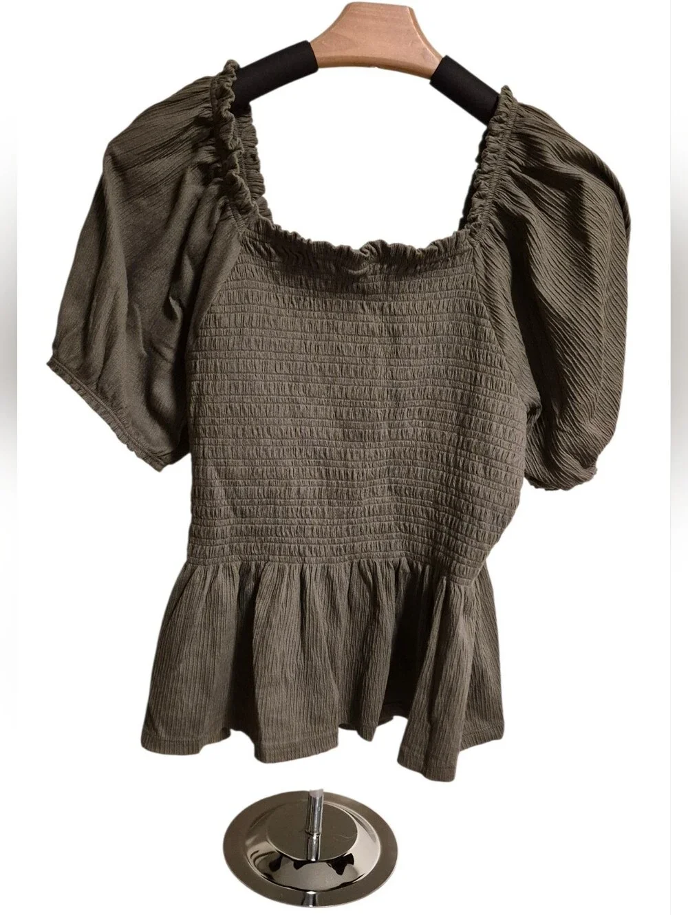 Babydoll Olive Green Old Navy Peplum Top for Fall - Size Large